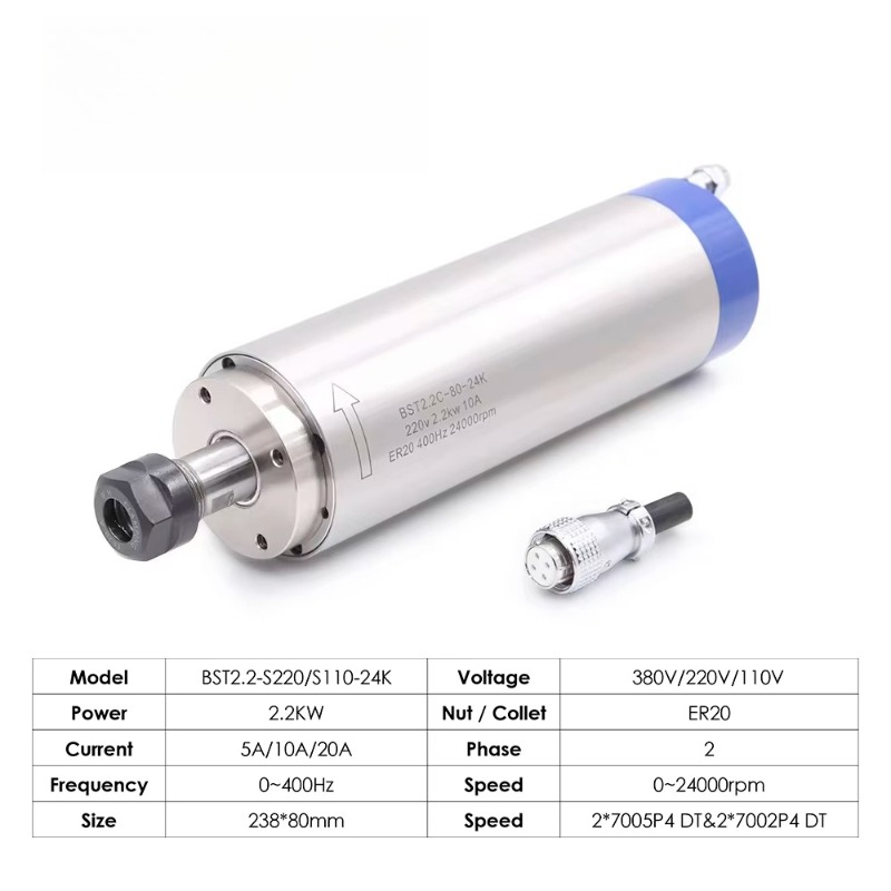 2.2KW ER20 Water Cooled Spindl - Cnc Spindle Motor ulasan dan harga