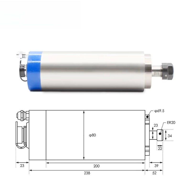 2.2KW ER20 Water Cooled Spindl - Cnc Spindle Motor ulasan dan harga